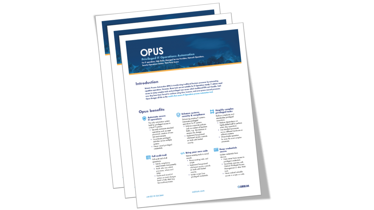 Opus Data Sheet Opus Data Sheet