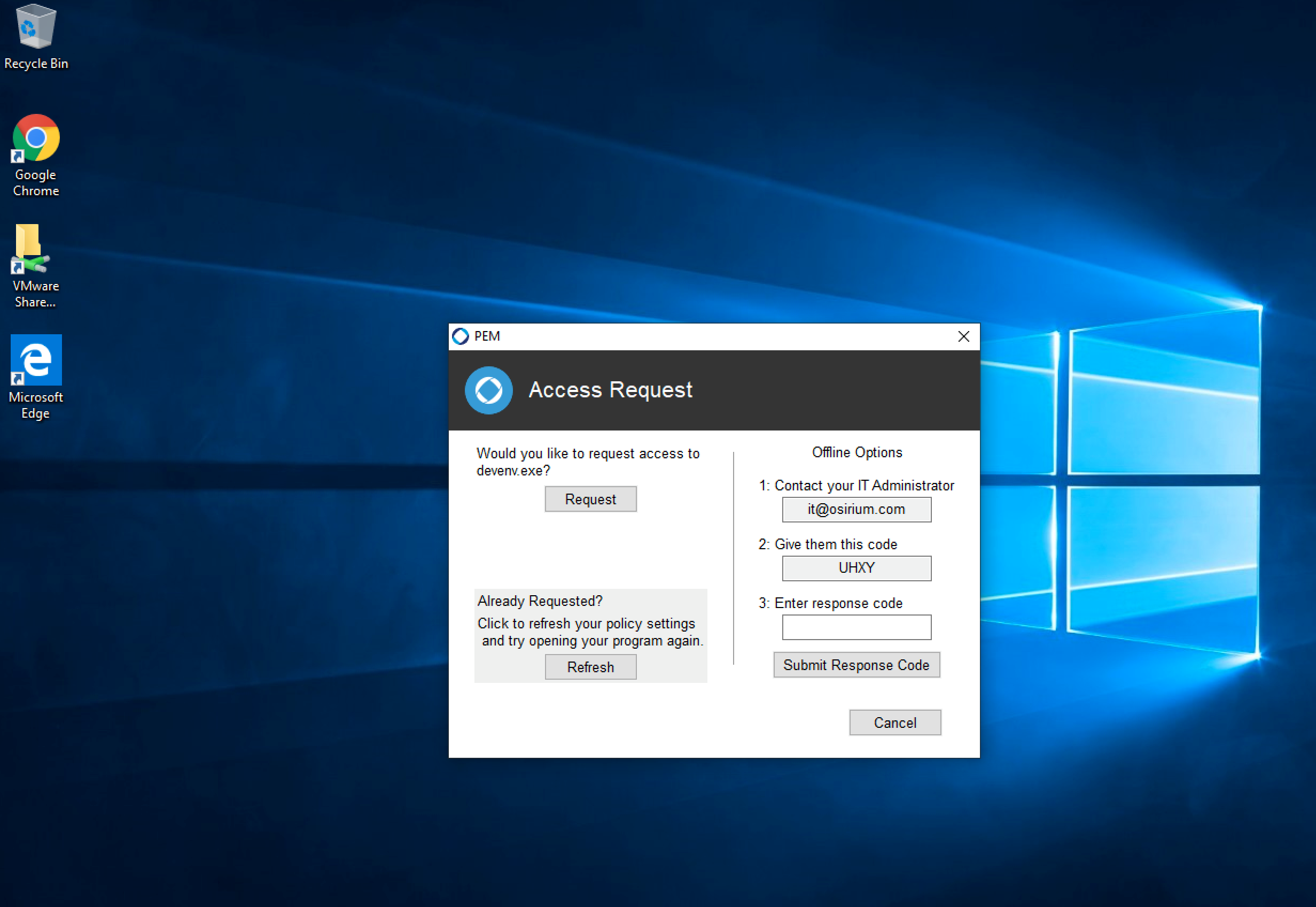 Remote access request Remote access request