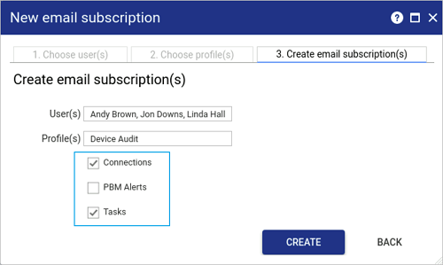 Email subscription create tab