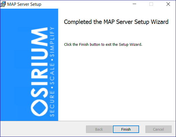 MAP Server finish installation