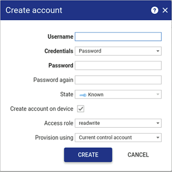 Create account window