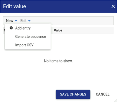 Edit value window