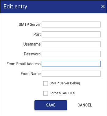 SMTP config edit entry