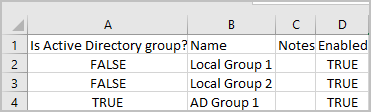 User CSV template