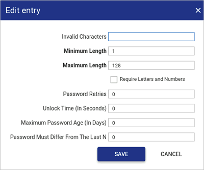 Password policy window