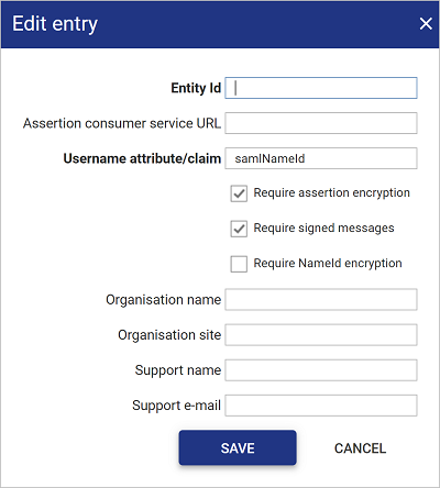 SAML2 configure service provider