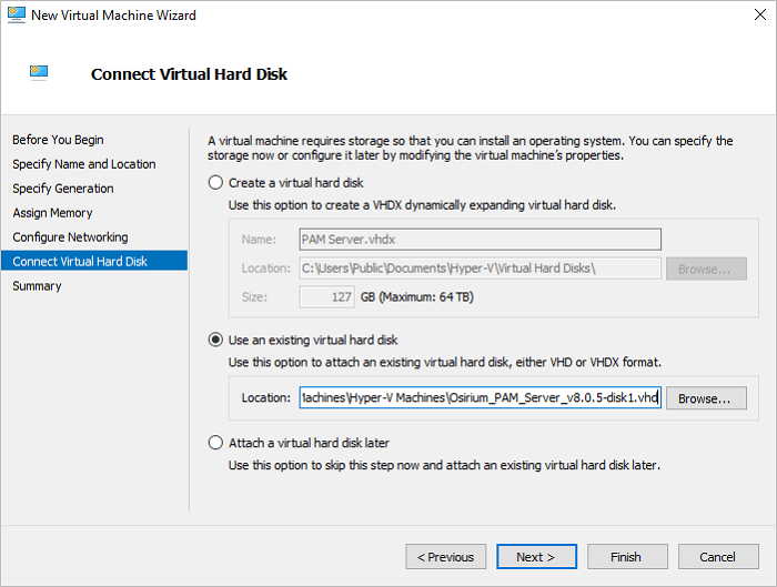 Connect Virtual Hard Disk