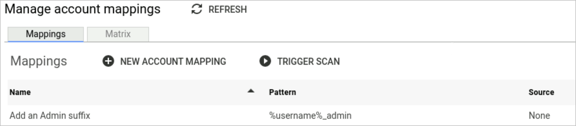 Manage account mapping table