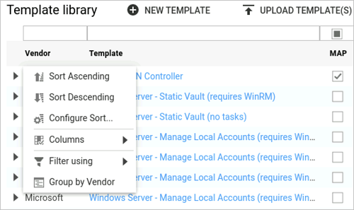 Template library table sort