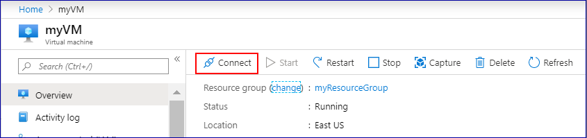 Connect to virtual machine