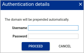 Authentication details window