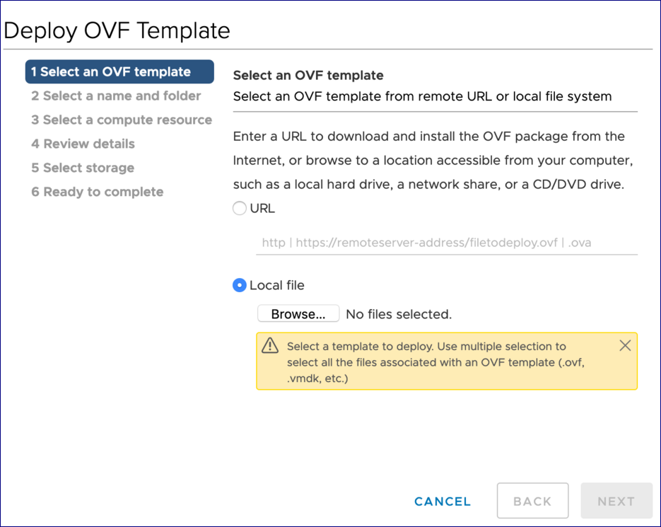 Select OVA template