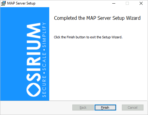 MAP Server finish installation