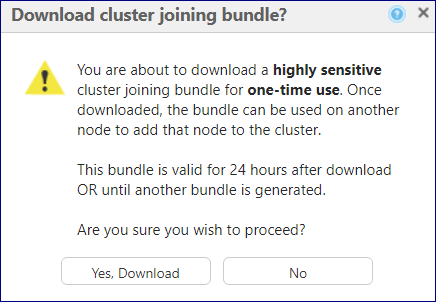 Download cluster joining bundle window