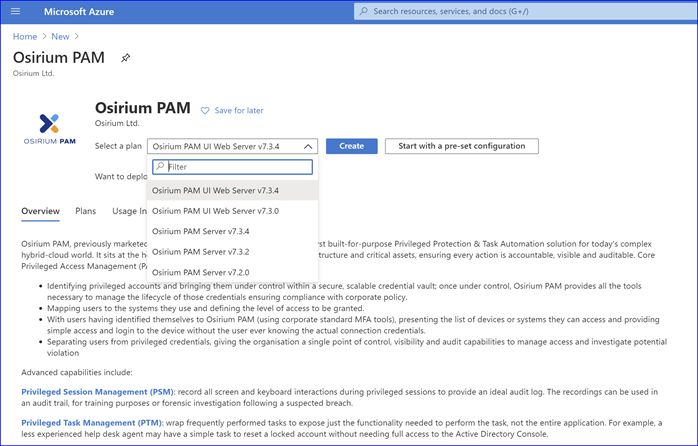 Select PAM UI software plan