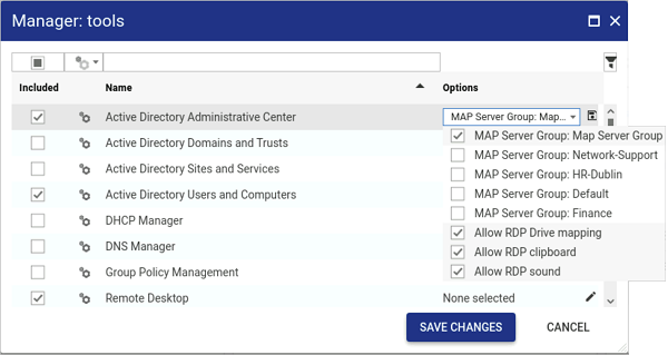 Profile manager tool map group