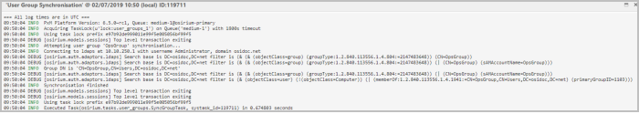 User group sync log