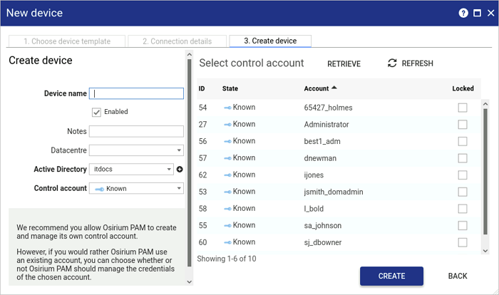 Create member device tab