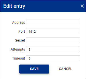 RADIUS config edit entry