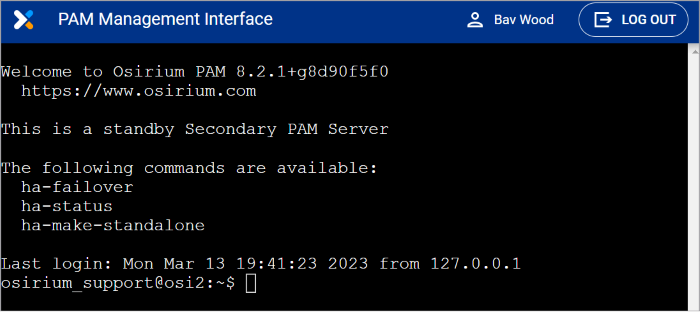 Management Interface shell window