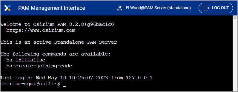 Management Interface shell window