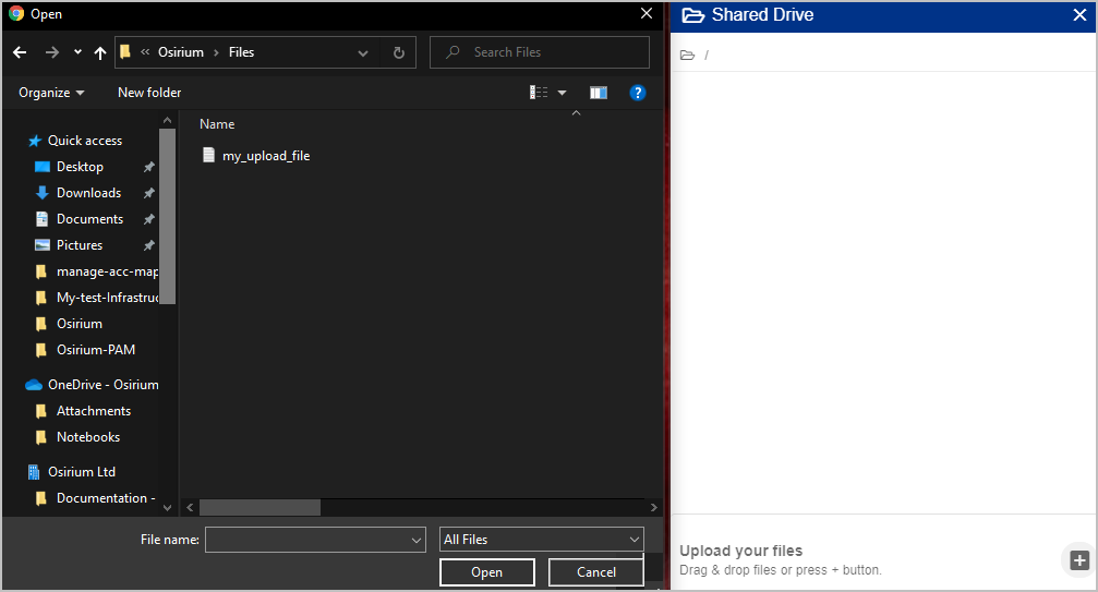 File upload window with File Explorer