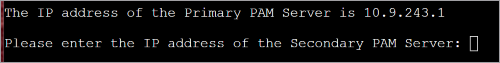 Enter secondary PAM Server IP Address