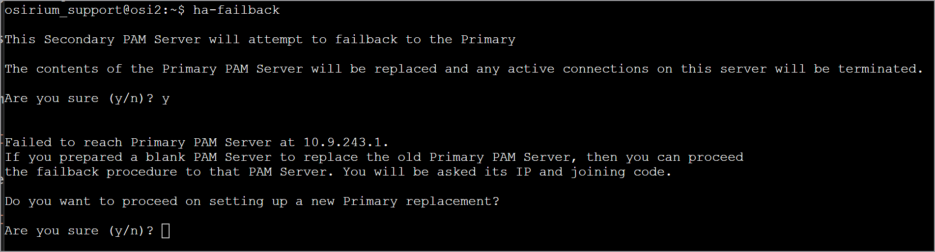 Setup new Primary PAM Server