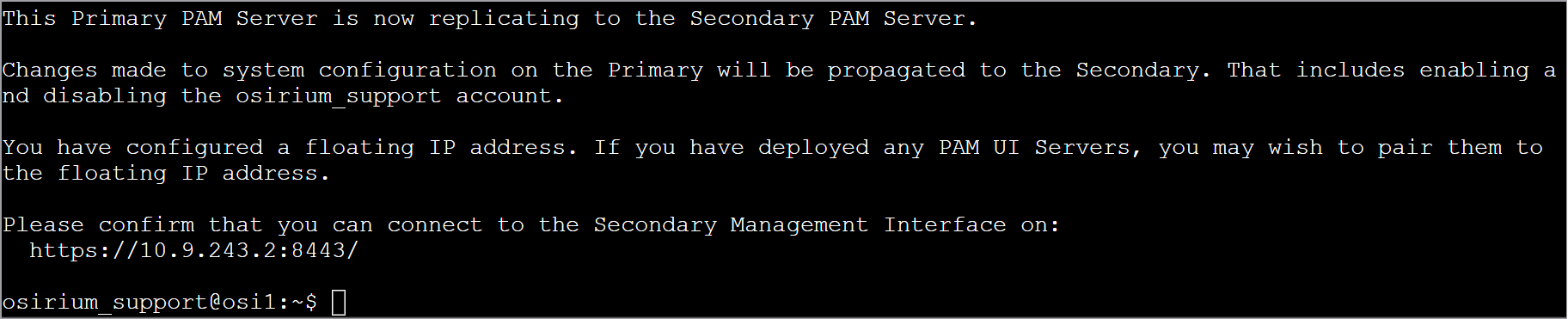 Connect to secondary management