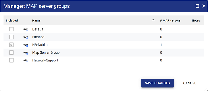 MAP server manage groups