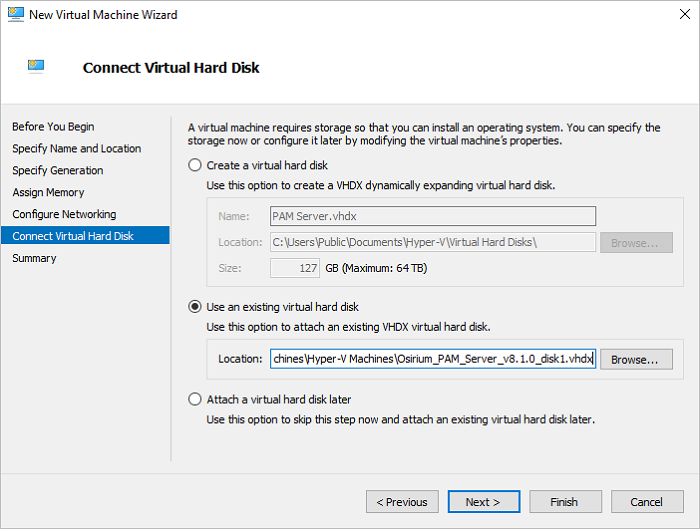 Connect Virtual Hard Disk