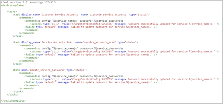 Service Accounts template manage password tasks