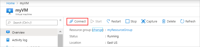 Connect to virtual machine