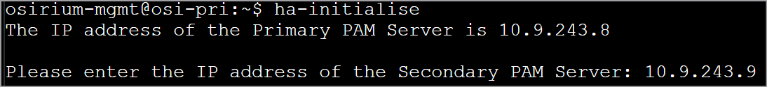 Enter secondary PAM Server IP Address