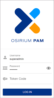 PAM UI Login window