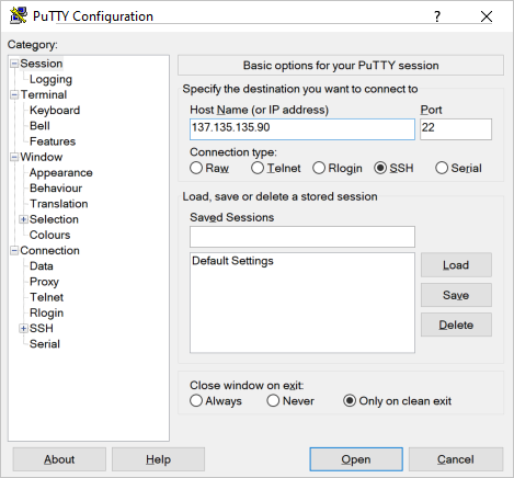 Connect using SSH