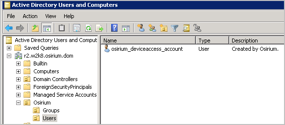 AD Osirium device access account