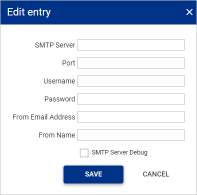 SMTP config edit entry