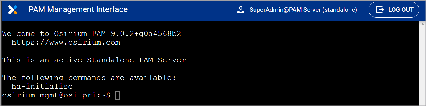 Management Interface shell window