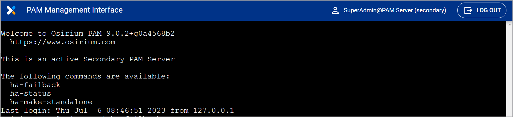 Management Interface shell window