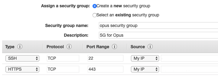 Create a security group