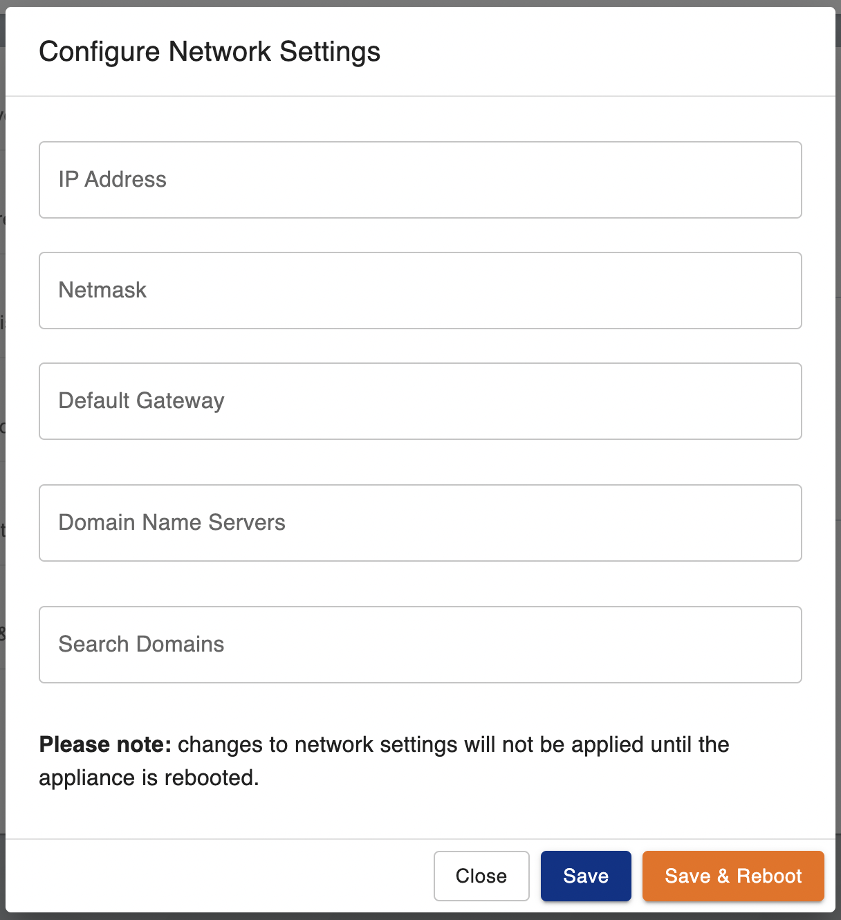 Network Settings Form