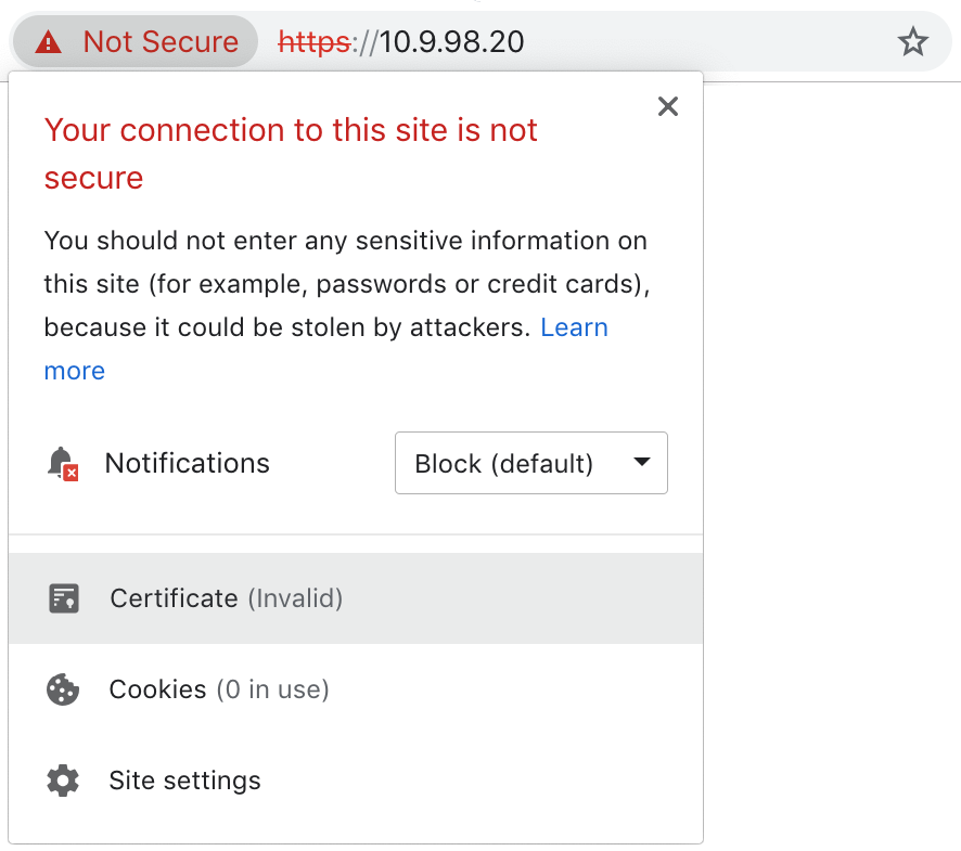 Chrome - 'Not Secure'